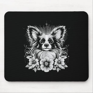 Papillon Dog Lover Retro Style Tattoo _1 Mousepad