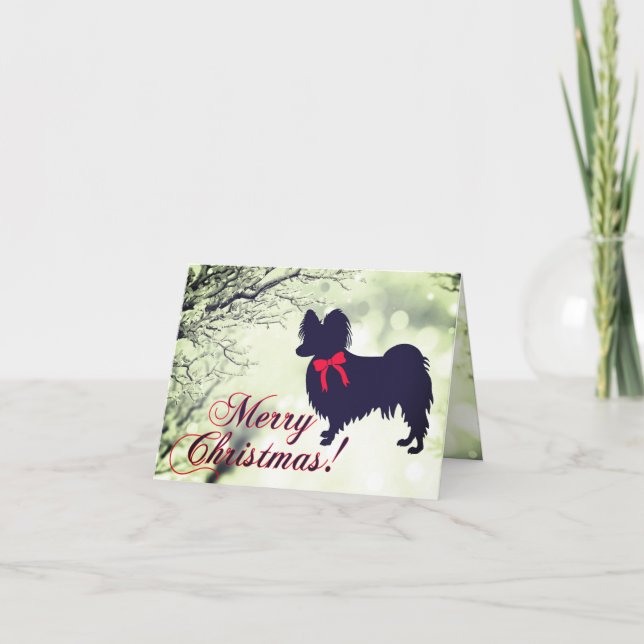 Papillon Dog Merry Christmas Card Karte (Vorderseite)
