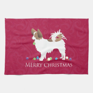 Papillon Dog Merry Christmas Design Handtuch