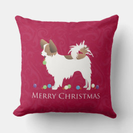 Papillon Dog Merry Christmas Design Kissen
