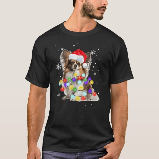 Papillon Dog Merry Dogmas Santa Papillon Christmas T-Shirt (Vorderseite)