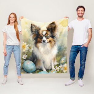 Papillon Dog mit Ostereier Urlaub Fleecedecke