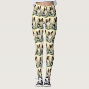 Papillon Dog mit Ostereier Urlaub Leggings