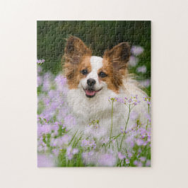 Papillon Dog Niedlich Romantisches Portrait Puzzle
