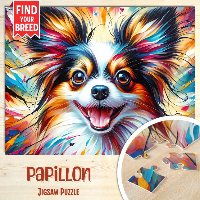 Papillon Dog Portrait Akryllische Kunst Print Dog  Puzzle (Von Creator hochgeladen)