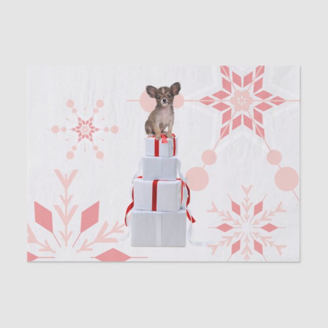 Papillon Dog Red Christmas Tissue Paper Seidenpapier (Vorderseite)