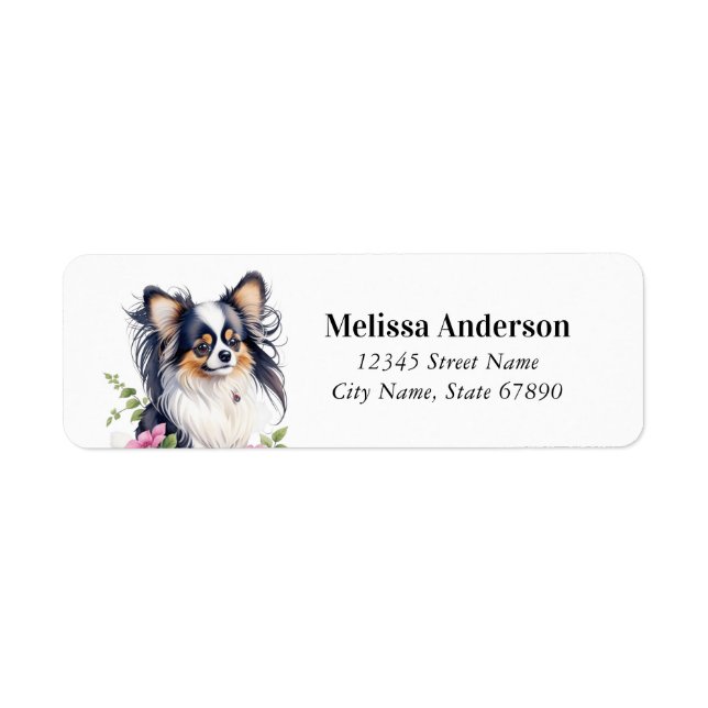 Papillon Dog Rücksendeadressen-Aufkleber (Vorne)