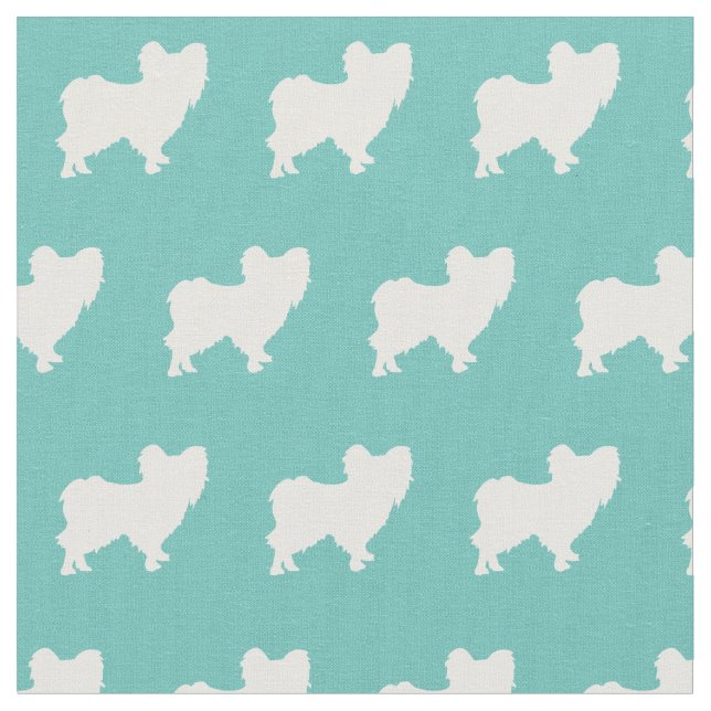 Papillon Dog Silhouette Pet Aquamarin Stoff (Nahaufnahme)