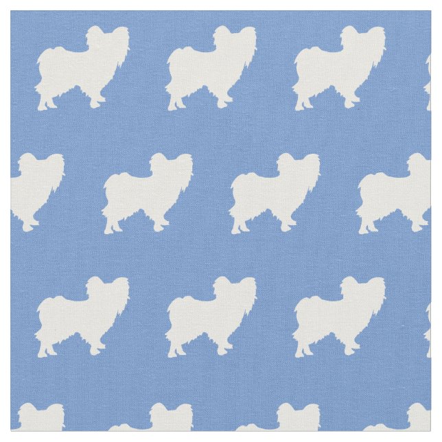 Papillon Dog Silhouette Pet Light Blue Stoff (Nahaufnahme)