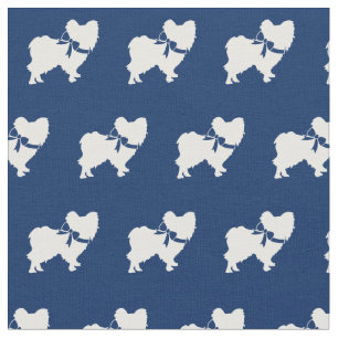Papillon Dog Silhouette Pet Navy Blue Stoff