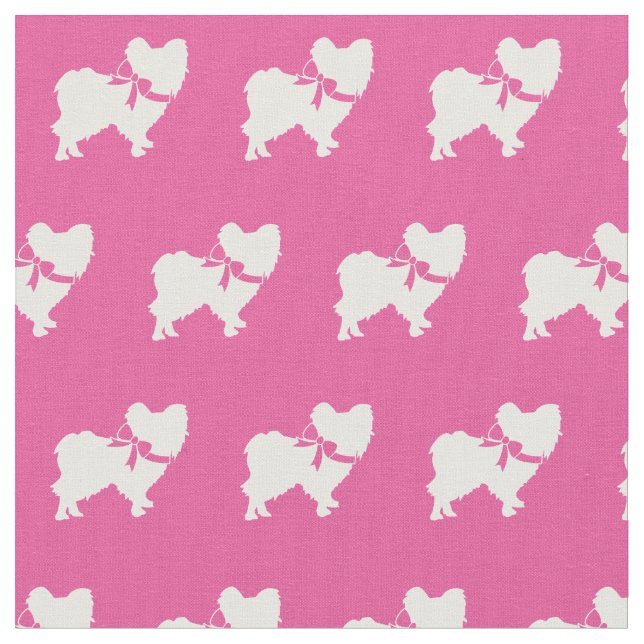 Papillon Dog Silhouette Pet Pink Stoff (Nahaufnahme)