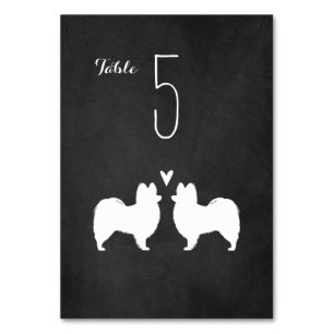 Papillon Dog Silhouetten Hochzeit Empfang Tischnummer