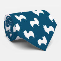 Papillon Dog Silhouetten Muster Blau und Weiß