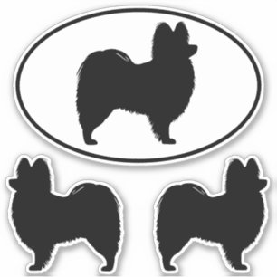 Papillon Dog Silhouetten Vinyl Sticker Set