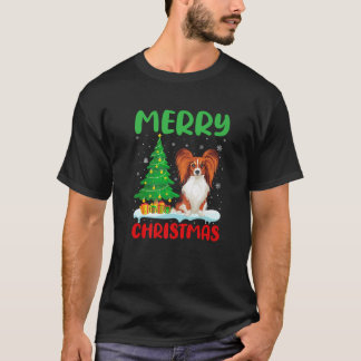 Papillon Dog Tree Xmas Sweater Men Ugly Chri T-Shirt