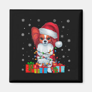 Papillon Dog Ugly Xmas Lights Santa Papillon Dog C Magnet