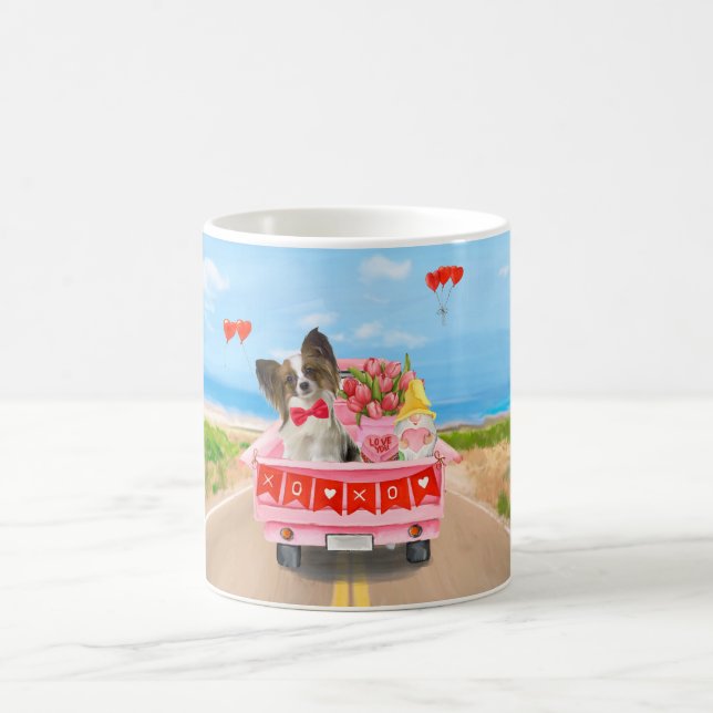 Papillon Dog Valentine's Day Lkw Herz Kaffeetasse (Mittel)