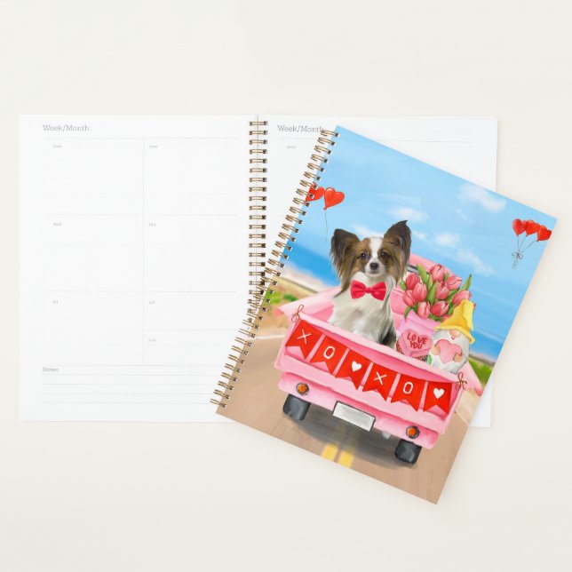 Papillon Dog Valentine's Day Lkw Herz Planer (Anzeige)