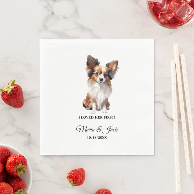 Papillon Dog Wedding Napkins mit Foto Serviette (Beispiel)