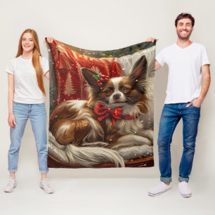 Papillon Dog Weihnachtsfest Fleecedecke
