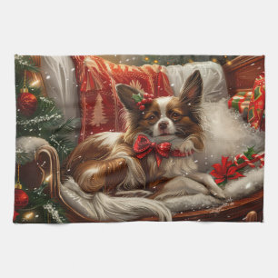 Papillon Dog Weihnachtsfest Geschirrtuch
