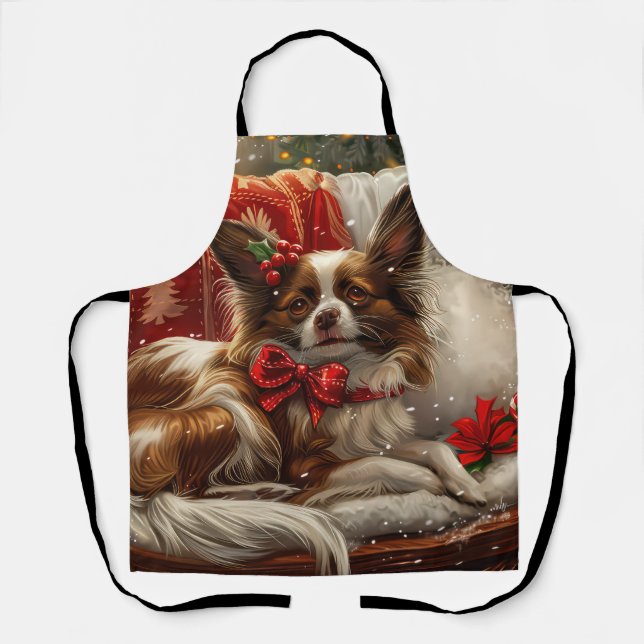 Papillon Dog Weihnachtsfest Schürze (Vorderseite)