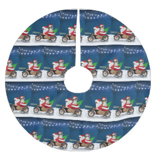 Papillon Dog Weihnachtsmann Claus Polyester Weihnachtsbaumdecke