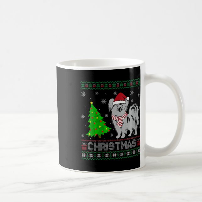 Papillon Dog Xmas Tree Lighting Ugly Christ Kaffeetasse (Rechts)