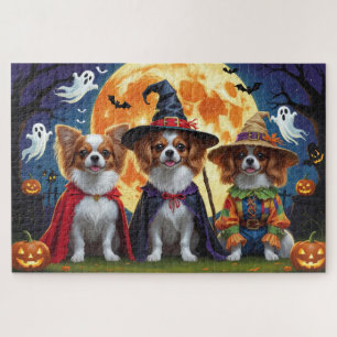 Papillon Dogs Pumpkin Halloween Funny Puzzle