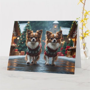 Papillon Dogs Weihnachtsfeiertag Karte