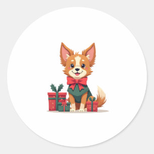 Papillon Festive Bow Runder Aufkleber