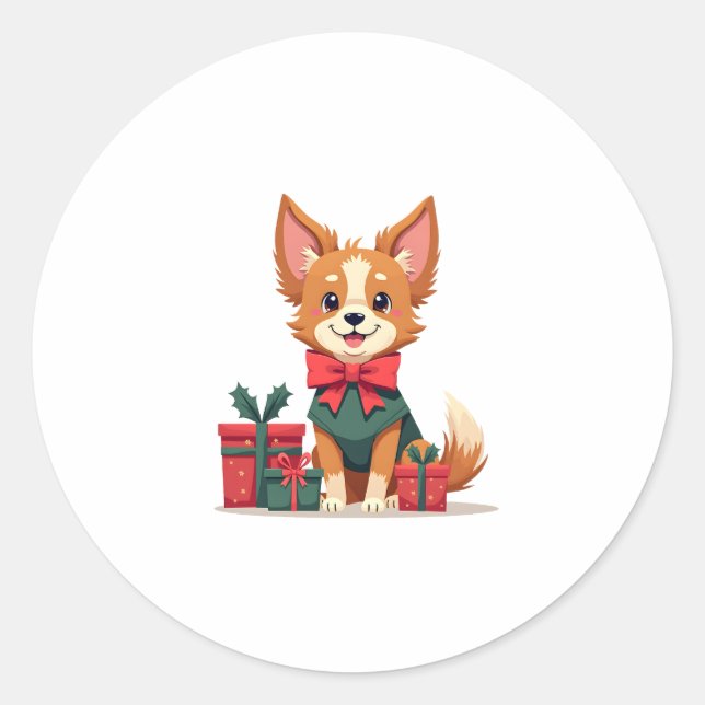 Papillon Festive Bow Runder Aufkleber (Vorderseite)