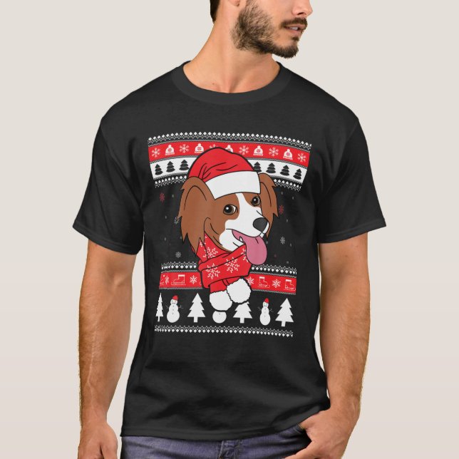 Papillon Funny Dog Ugly Weihnachtsgeschenk T-Shirt (Vorderseite)