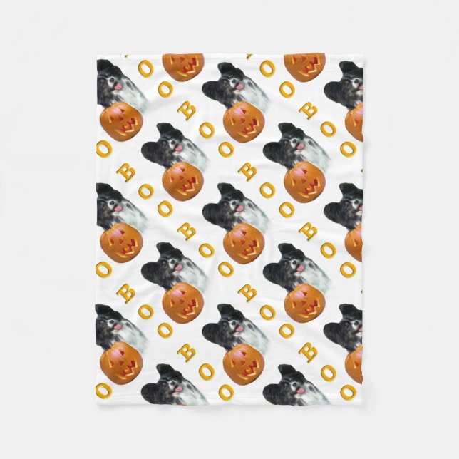 Papillon Halloween BOO Fleecedecke (Vorderseite)