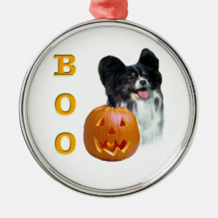 Papillon Halloween BOO Silbernes Ornament