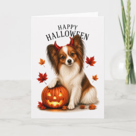 Papillon Halloween Teufelshund Karte