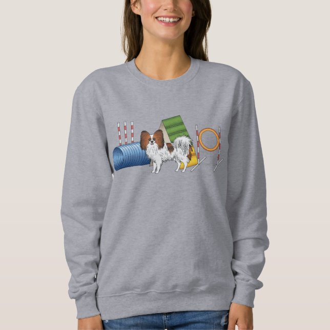 Papillon-Happy-Hund und Agility-Ausrüstung Sweatshirt (Vorderseite)