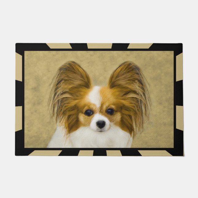 Papillon (Hound Tri) Malerei - Original Hundekunst Fußmatte (Vorderseite)