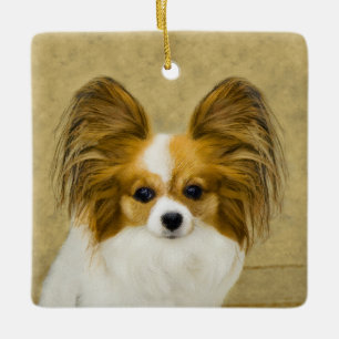 Papillon (Hound Tri) Malerei - Original Hundekunst Keramikornament