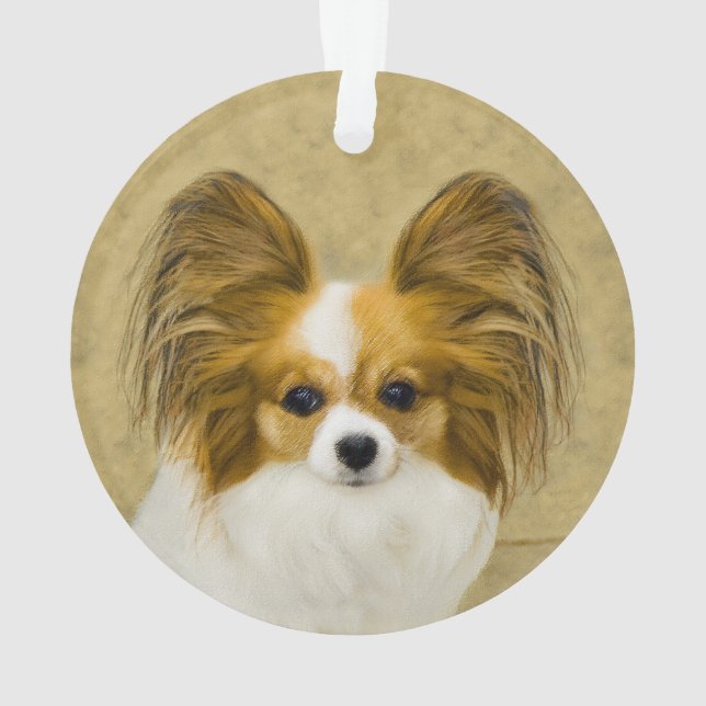 Papillon (Hound Tri) Malerei - Original Hundekunst Ornament (Rückseite)