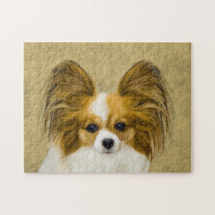 Papillon (Hound Tri) Malerei - Original Hundekunst Puzzle