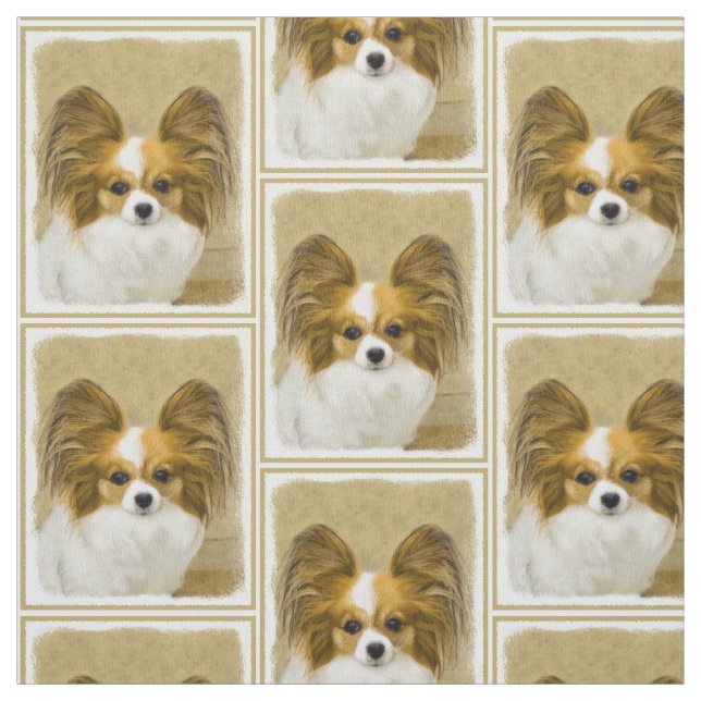 Papillon (Hound Tri) Malerei - Original Hundekunst Stoff (Muster)