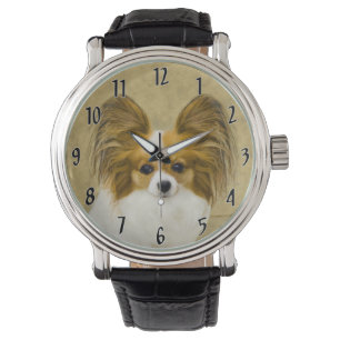 Papillon (Hound Tri) Malerei - Original Hundeschul Armbanduhr