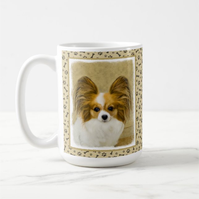 Papillon (Hound Tri) Malerei - Original Hundeschul Kaffeetasse (Links)