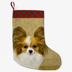 Papillon (Hound Tri) Malerei - Original Hundeschul Kleiner Weihnachtsstrumpf