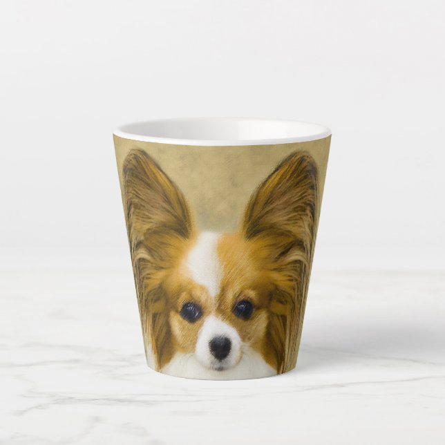 Papillon (Hound Tri) Malerei - Original Hundeschul Milchtasse (Vorderseite)