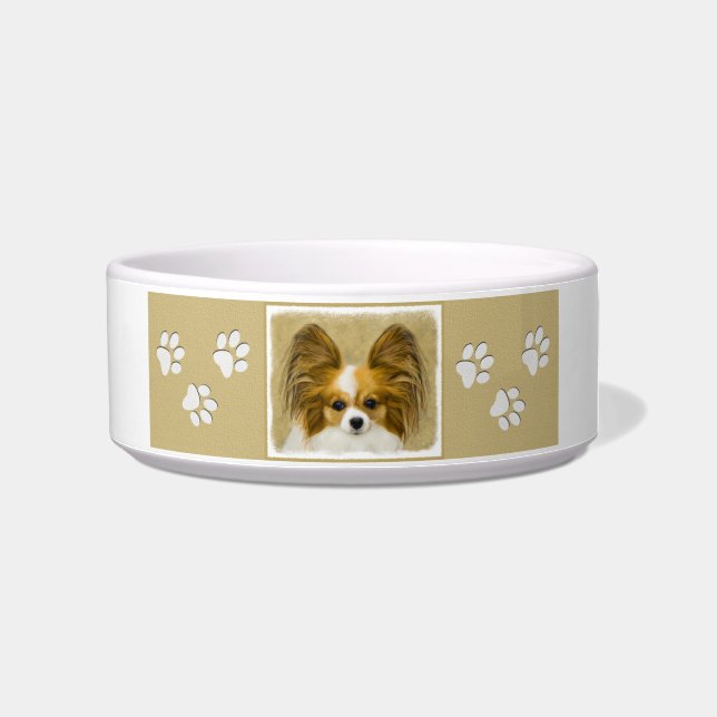 Papillon (Hound Tri) Malerei - Original Hundeschul Napf (Rechts)