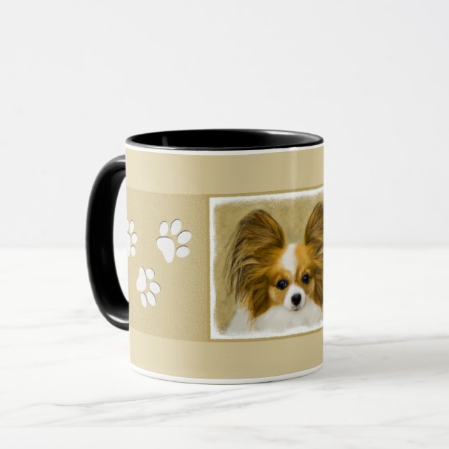 Papillon (Hound Tri) Malerei - Original Hundeschul Tasse (Vorderseite Links)