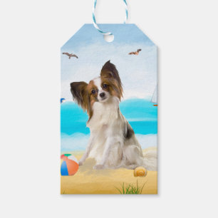 Papillon-Hund am Strand Geschenkanhänger