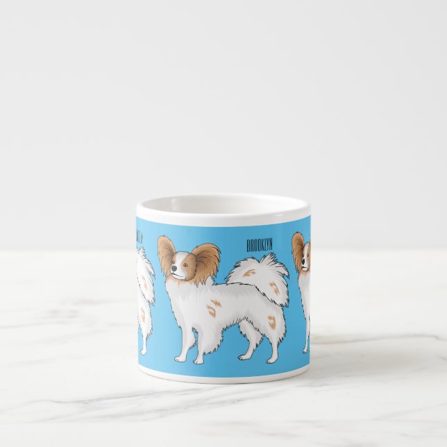 Papillon-Hund-Cartoon-Abbildung Espressotasse (Vorderseite)